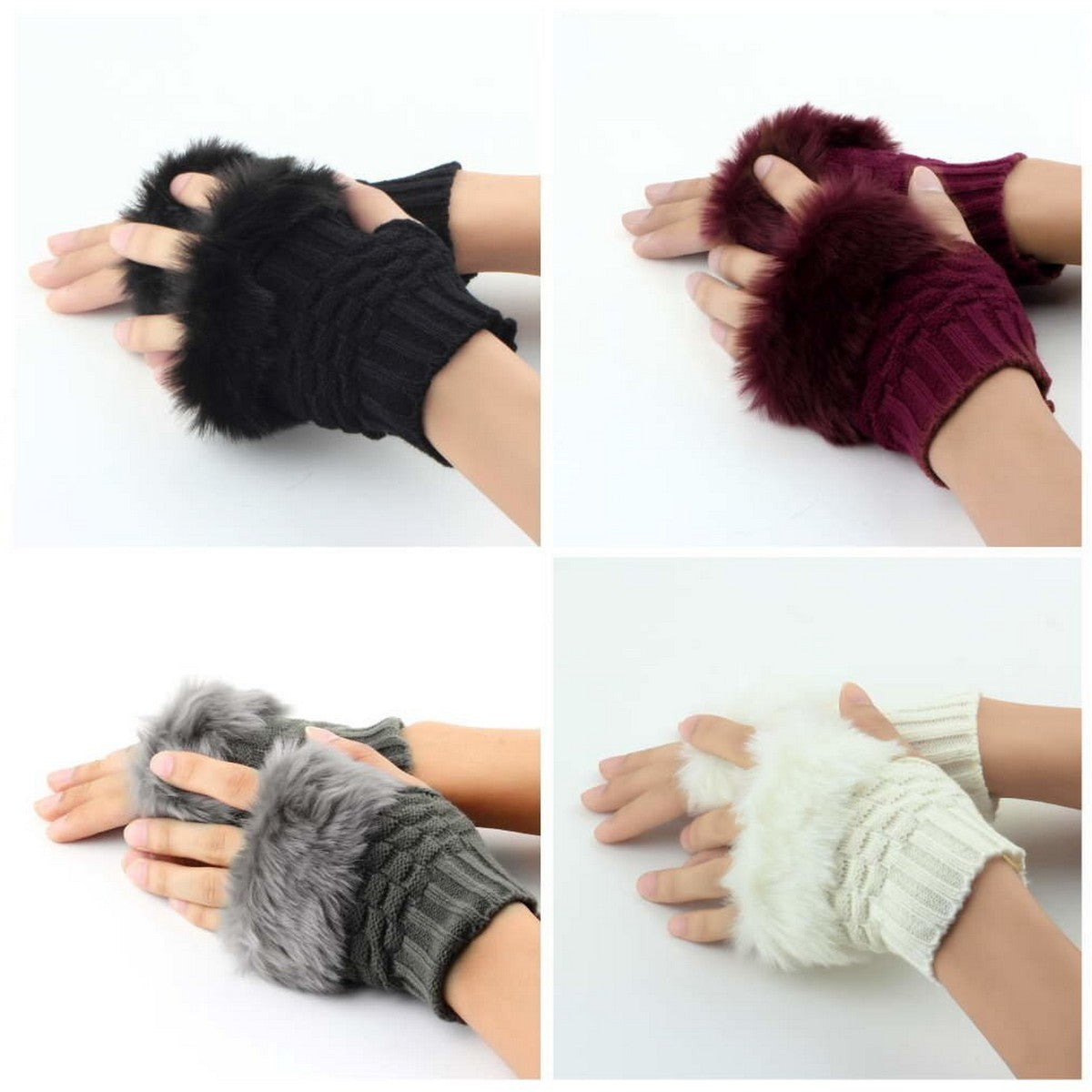 Fancy Winter Wool Gloves for Women Girls Knitting Wool gloves l Keep Warm Short Mitten Fingerless Lady Girl Half Finger Gloves Rabbit Lady hand Gloves