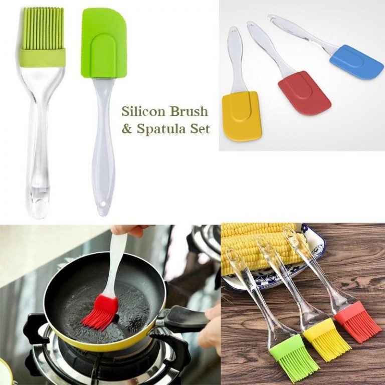 2 Pair (4PCS) - Spatula & BBQ Oil Brush - Silicone Acrylic Transparent Spatula - Silicone Acrylic Transparent Brush